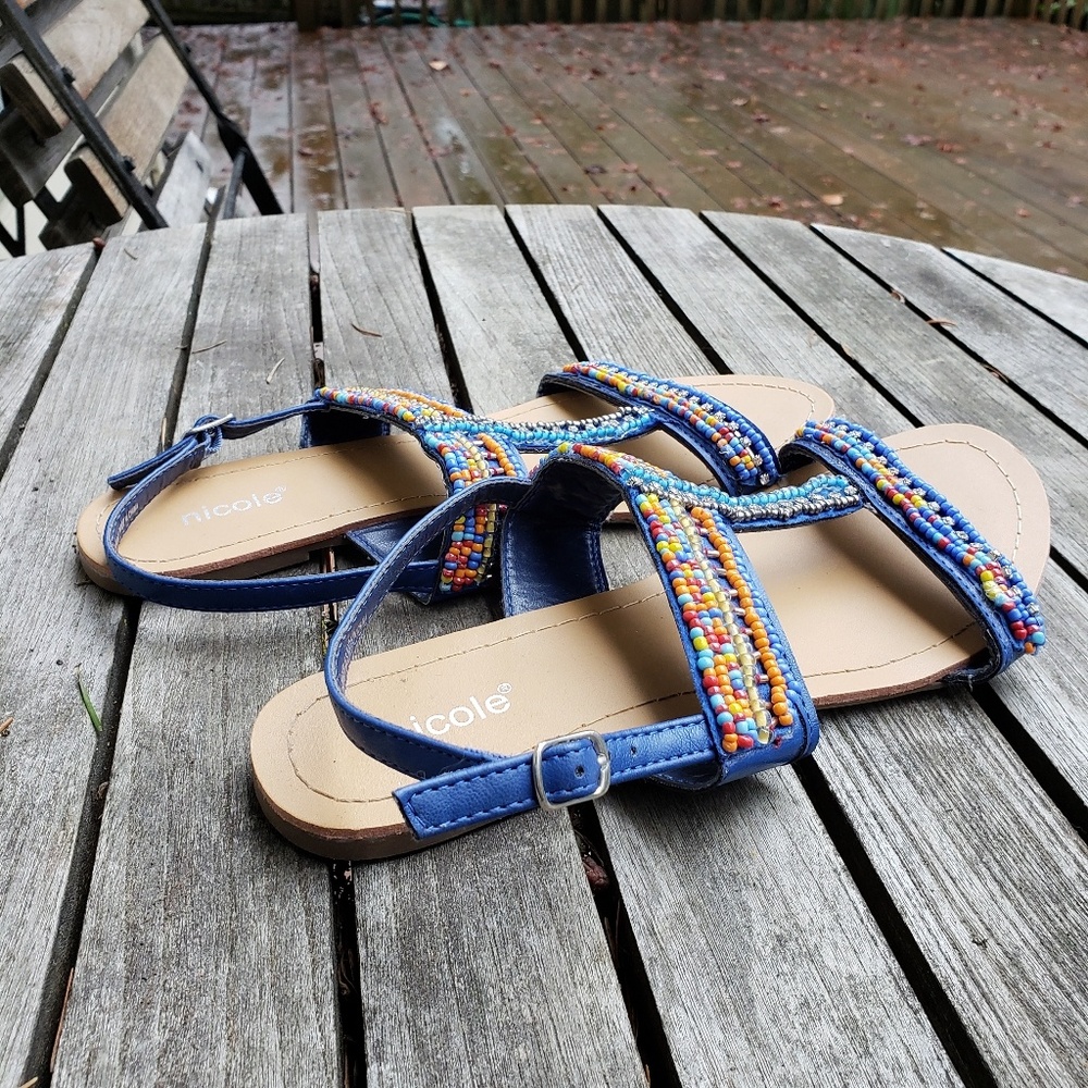 Blue Beaded Sandals - Picture 3 of 3